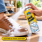Shinezy Shoe Cleaner foam on a leather shoe
